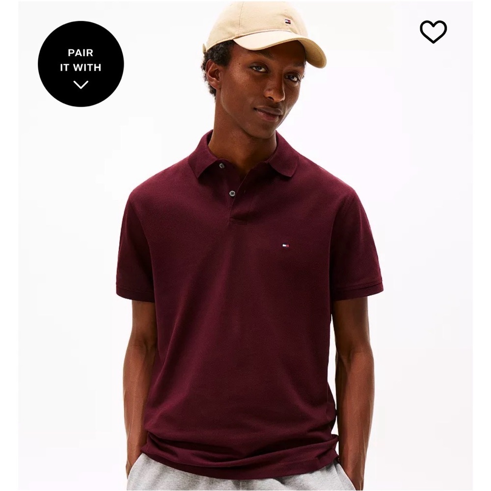 Tommy Hilfiger Men's Burgundy classic fit polo Tshirt